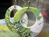 flickr Accents and Petals Vintage Map Earrings